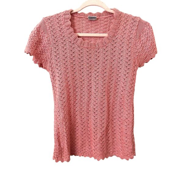 SUISSE KNITS Vintage‎ Knit Short Sleeve Pink Small - Picture 1 of 4